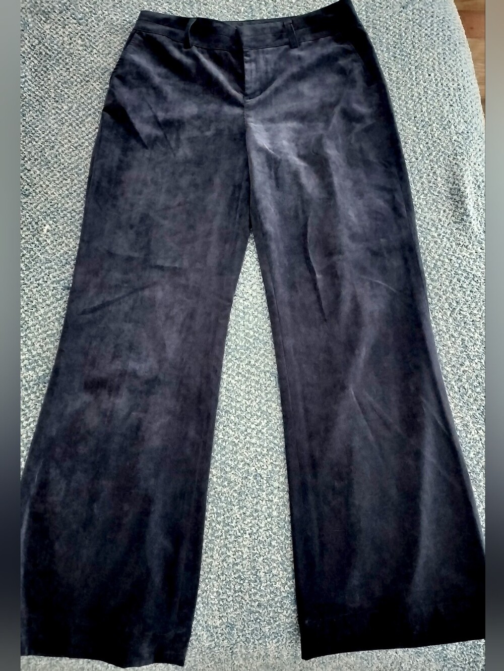 Coldwater Creek Trouser Fit Wide-Leg Velvet-Look Deep Navy Blue Pants